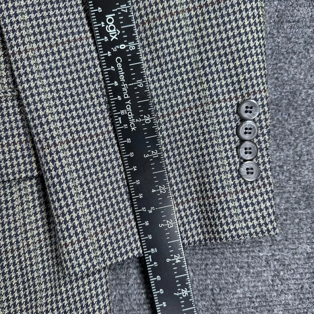 Jos. A. Bank Blazer Mens 44R 44 Regular Brown Houndstooth Wool Sport Coat Jacket